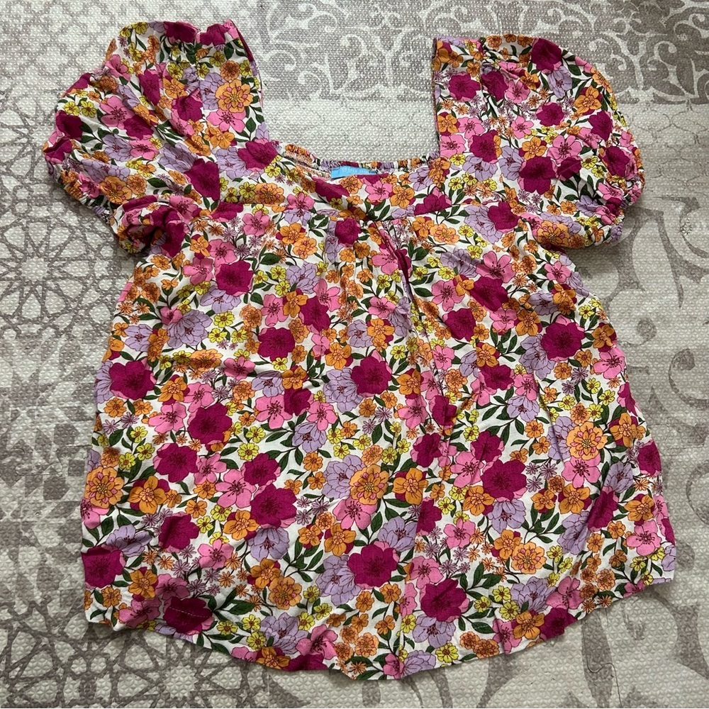 Draper James RSVP Pink Floral Square Neck Blouse - Picture 2 of 5